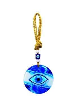 10X20cm Fusion Glass Evil Eye Wall Decoration with Natural Rope and Pattern
